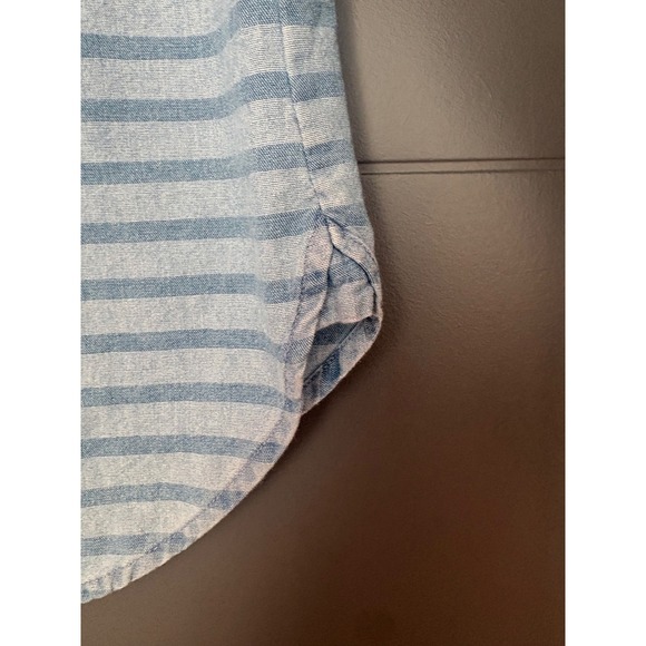 J. Crew Womens Blue Striped Cotton Popover Shirt Size 6 Style 02267 Long Sleeve - Picture 4 of 6